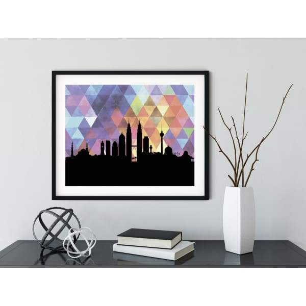 Kuala Lumpur Malaysia geometric skyline - 5x7 Unframed Print / RebeccaPurple - Geometric Skyline
