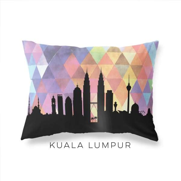 Kuala Lumpur Malaysia geometric skyline - Pillow | Lumbar / RebeccaPurple - Geometric Skyline