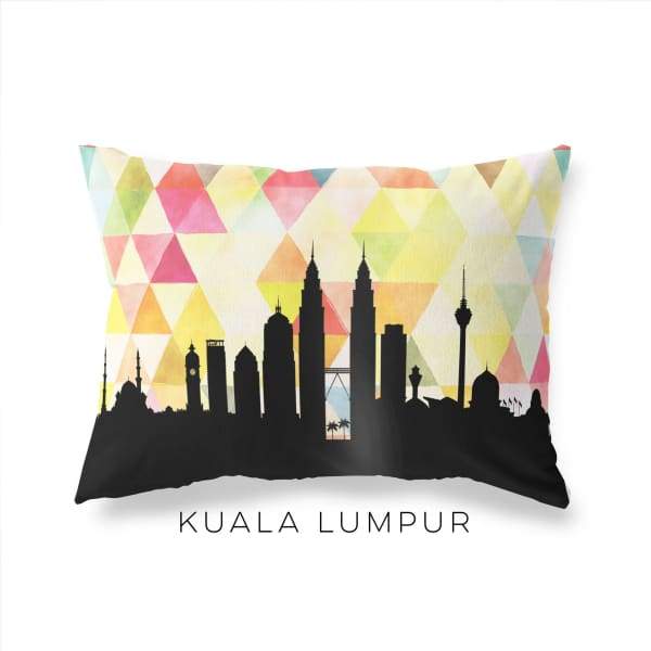 Kuala Lumpur Malaysia geometric skyline - Pillow | Lumbar / Yellow - Geometric Skyline