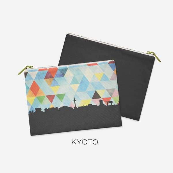 Kyoto Japan geometric skyline - Pouch | Small / LightSkyBlue - Geometric Skyline
