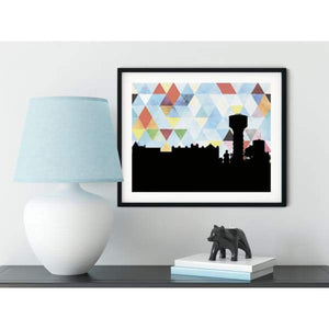 La Porte City Iowa geometric skyline - 5x7 Unframed Print / LightSkyBlue - Geometric Skyline
