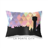 La Porte City Iowa geometric skyline - Pillow | Lumbar / RebeccaPurple - Geometric Skyline