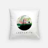 Ladysmith Wisconsin city skyline with vintage Ladysmith map - Pillow | Square - City Map Skyline