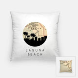 Laguna Beach California city skyline with vintage Laguna Beach map - Pillow | Square - City Map Skyline