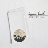Laguna Beach California city skyline with vintage Laguna Beach map - Tea Towel - City Map Skyline