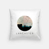 Lancaster Pennsylvania city skyline with vintage Lancaster map - Pillow | Square - City Map Skyline