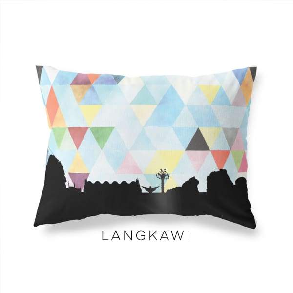 Langkawi Malaysia geometric skyline - Pillow | Lumbar / LightSkyBlue - Geometric Skyline