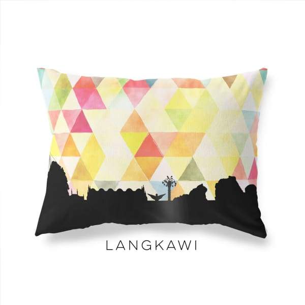 Langkawi Malaysia geometric skyline - Pillow | Lumbar / Yellow - Geometric Skyline