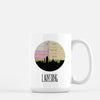 Lansing Michigan city skyline with vintage Lansing map - Mug | 15 oz - City Map Skyline