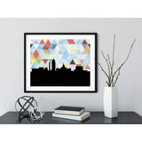 Lansing Michigan geometric skyline - 5x7 Unframed Print / LightSkyBlue - Geometric Skyline