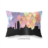 Lansing Michigan geometric skyline - Pillow | Lumbar / RebeccaPurple - Geometric Skyline