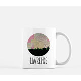 Lawrence Kansas city skyline with vintage Lawrence map - Mug | 11 oz - City Map Skyline