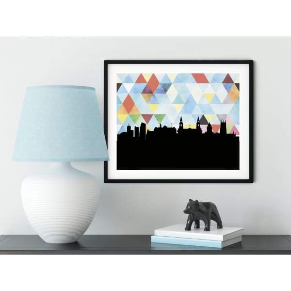 Leeds England geometric skyline - 5x7 Unframed Print / LightSkyBlue - Geometric Skyline