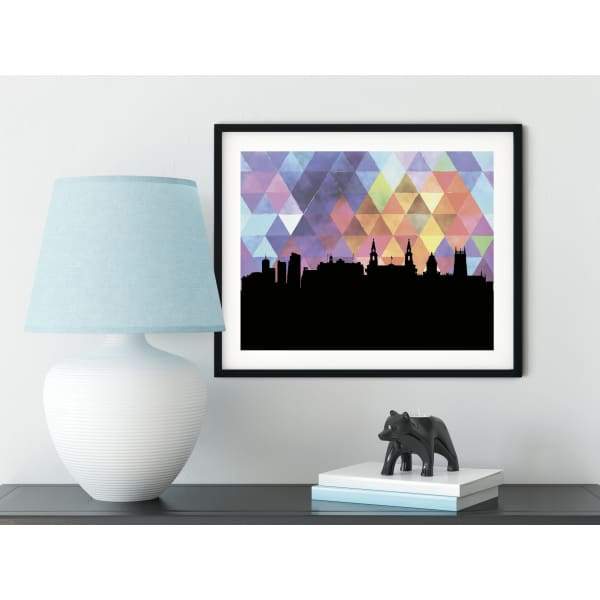 Leeds England geometric skyline - 5x7 Unframed Print / RebeccaPurple - Geometric Skyline