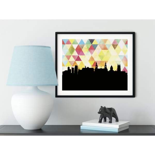 Leeds England geometric skyline - 5x7 Unframed Print / Yellow - Geometric Skyline