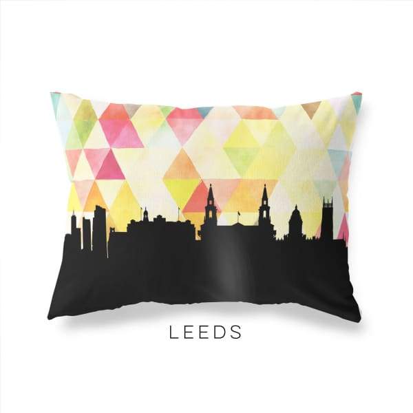Leeds England geometric skyline - Pillow | Lumbar / Yellow - Geometric Skyline