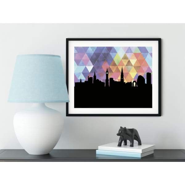 Leicester England geometric skyline - 5x7 Unframed Print / RebeccaPurple - Geometric Skyline
