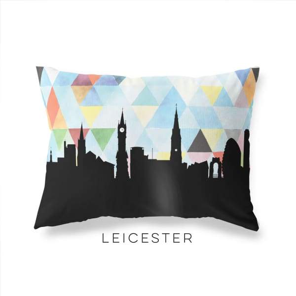 Leicester England geometric skyline - Pillow | Lumbar / LightSkyBlue - Geometric Skyline