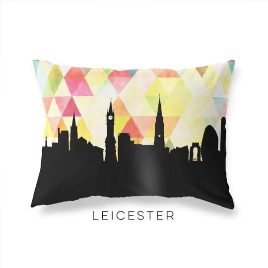 Leicester England geometric skyline - Pillow | Lumbar / Yellow - Geometric Skyline