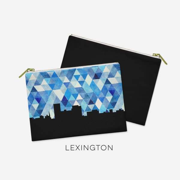 Lexington Kentucky geometric skyline - Pouch | Small / LightSkyBlue - Geometric Skyline