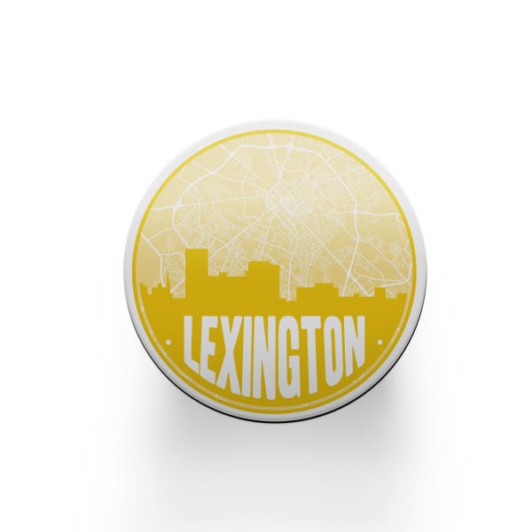 Lexington Kentucky map coaster set | sandstone coaster set in 5 colors - Set of 2 / Yellow - City Road Maps