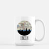 Lincoln Nebraska city skyline with vintage Lincoln map - Mug | 15 oz - City Map Skyline