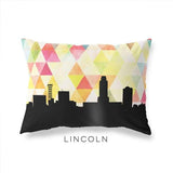 Lincoln Nebraska geometric skyline - Pillow | Lumbar / Yellow - Geometric Skyline