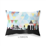 Lisbon Portugal geometric skyline - Pillow | Lumbar / LightSkyBlue - Geometric Skyline