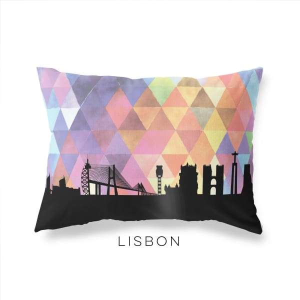 Lisbon Portugal geometric skyline - Pillow | Lumbar / RebeccaPurple - Geometric Skyline