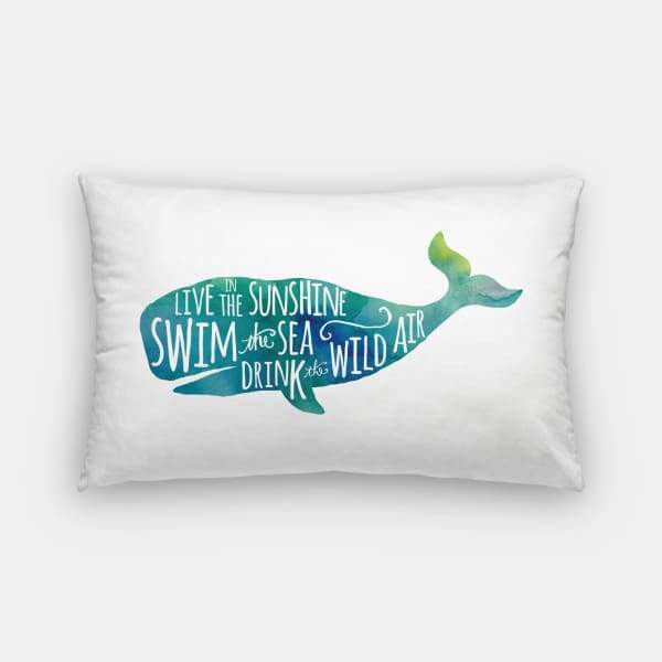 Live in the Sunshine watercolor whale - Pillow | Lumbar - Quotes