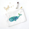 Live in the Sunshine watercolor whale - Pouch | Small - Quotes