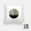 Liverpool city skyline with vintage Liverpool map - Pillow | Square - City Map Skyline