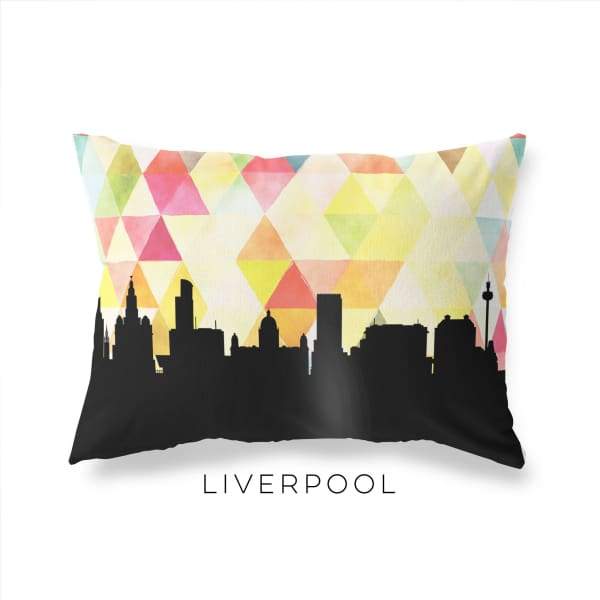 Liverpool England geometric skyline - Pillow | Lumbar / Yellow - Geometric Skyline