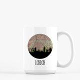 London city skyline with vintage London map - Mug | 15 oz - City Map Skyline