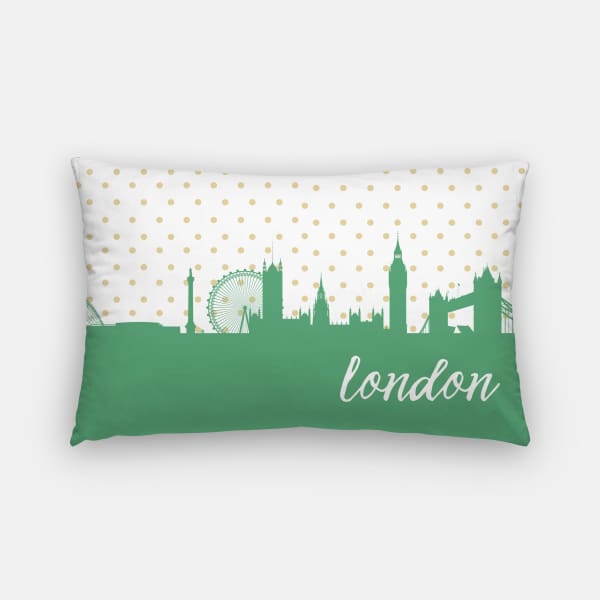 London England polka dot skyline - Pillow | Lumbar / LimeGreen - Polka Dot Skyline