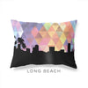 Long Beach California geometric skyline - Pillow | Lumbar / RebeccaPurple - Geometric Skyline