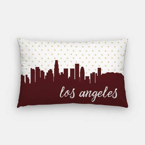 Los Angeles California polka dot skyline - Pillow | Lumbar / Maroon - Polka Dot Skyline