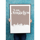 Los Angeles California retro inspired city skyline - 5x7 Unframed Print / AntiqueWhite - Retro Skyline