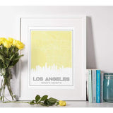 Los Angeles California skyline and map - 5x7 Unframed Print / Khaki - Road Map and Skyline