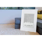 Los Angeles California skyline and map - 5x7 Unframed Print / Silver - Road Map and Skyline