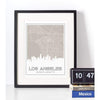 Los Angeles California skyline and map - 5x7 Unframed Print / Tan - Road Map and Skyline