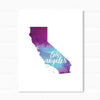 Los Angeles California watercolor silhouette - 5x7 Unframed Print / Purple + Blue - City Watercolor