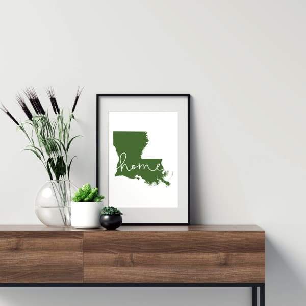 Louisiana ’home’ state silhouette - 5x7 Unframed Print / DarkGreen - Home Silhouette