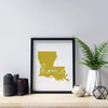Louisiana ’home’ state silhouette - 5x7 Unframed Print / GoldenRod - Home Silhouette