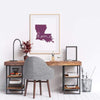 Louisiana ’home’ state silhouette - 5x7 Unframed Print / Purple - Home Silhouette