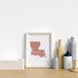 Louisiana ’home’ state silhouette - 5x7 Unframed Print / RosyBrown - Home Silhouette