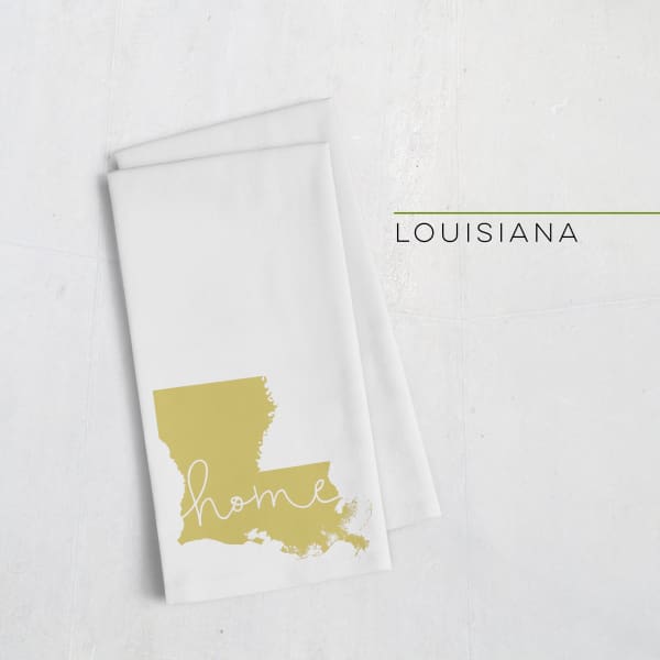 Louisiana ’home’ state silhouette - Tea Towel / GoldenRod - Home Silhouette