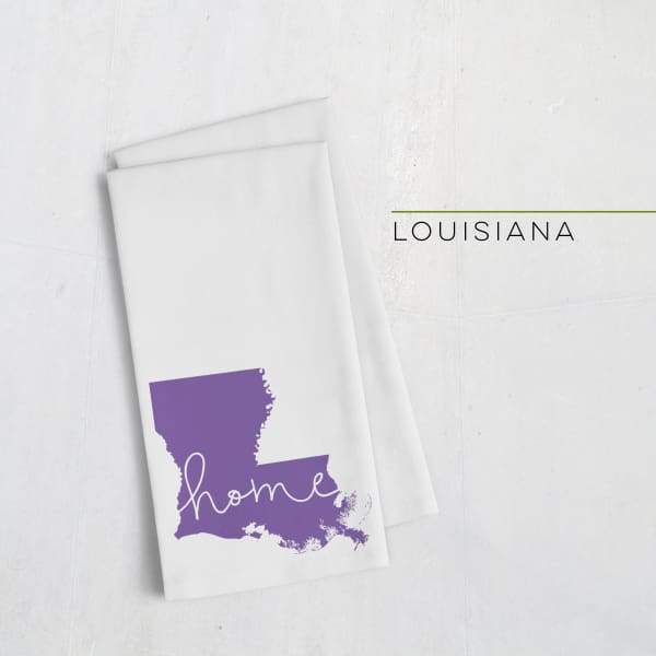 Louisiana ’home’ state silhouette - Tea Towel / Purple - Home Silhouette
