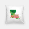 Louisiana state watercolor - Pillow | Square / Pink + Green - State Watercolor