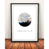 Louisville Kentucky city skyline with vintage Louisville map - 5x7 Unframed Print - City Map Skyline